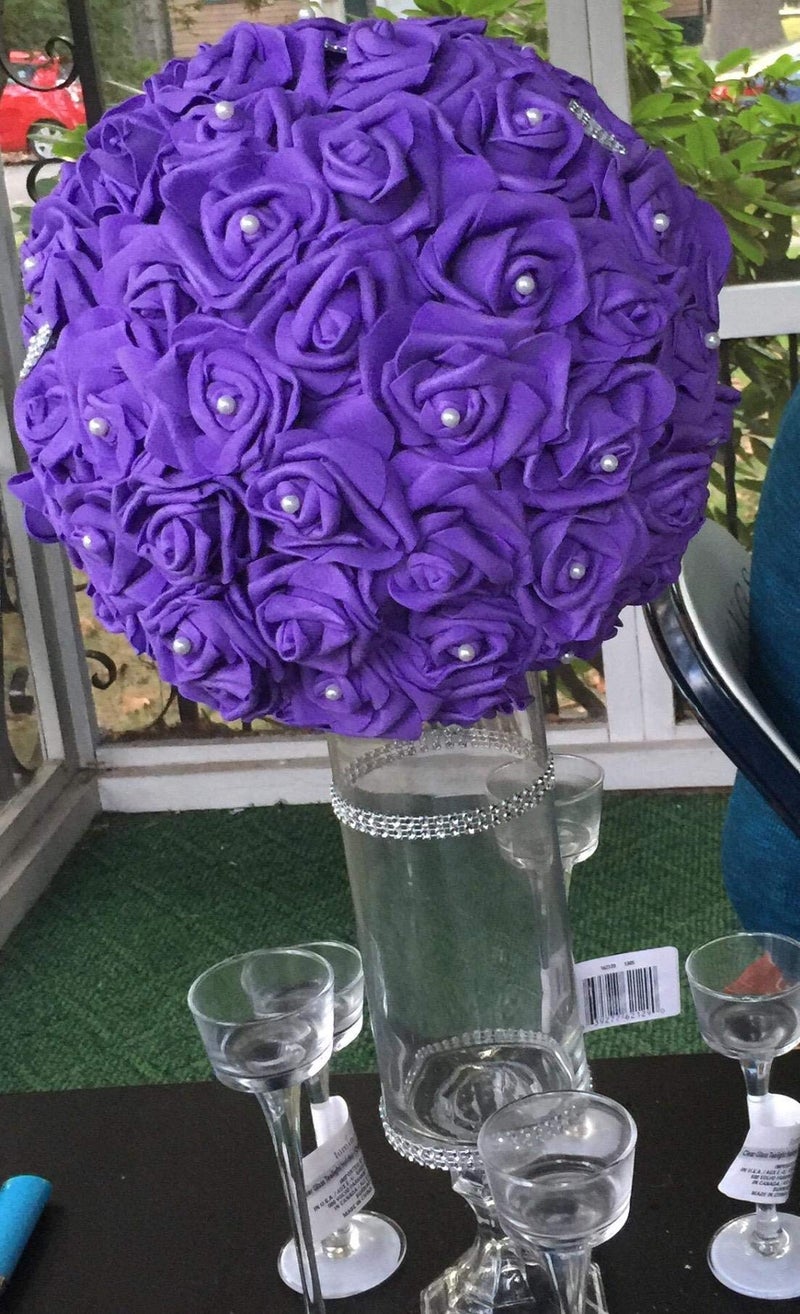 Lightingsky 3 x 1.6 x 3 inches 100pcs DIY Real Touch 3D Artificial Foam Rose Head Without Stem for Wedding Party Home Decoration (Dark Purple) - Image 4